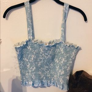PACSUN BLUE AND WHITE CROP TOP